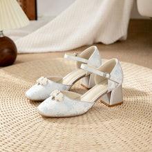Light Blue Jacquard Platform Heels