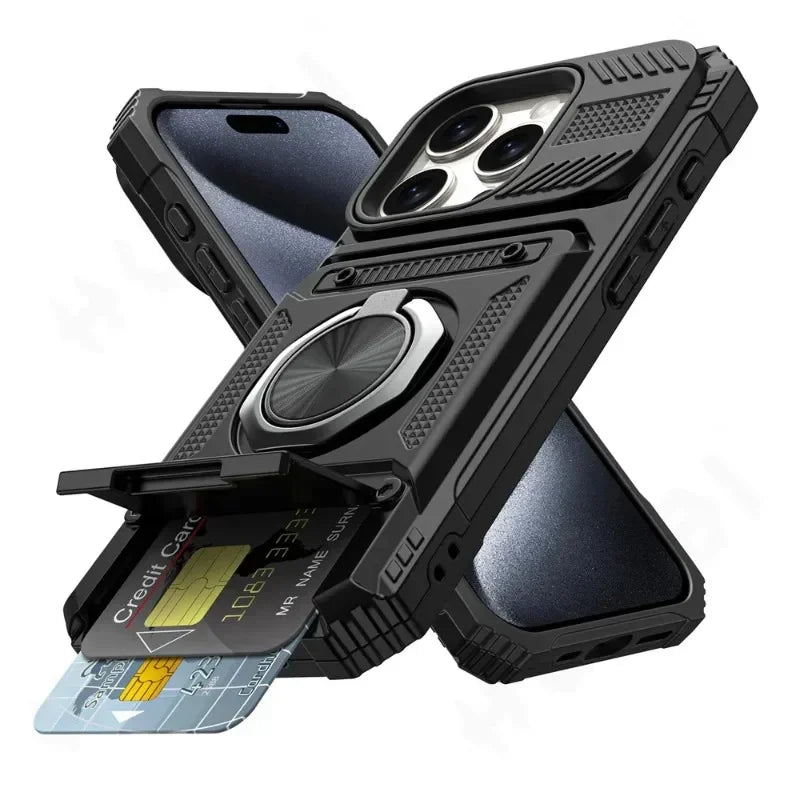 Magnetic ring kickstand iPhone case with shockproof grip and stand