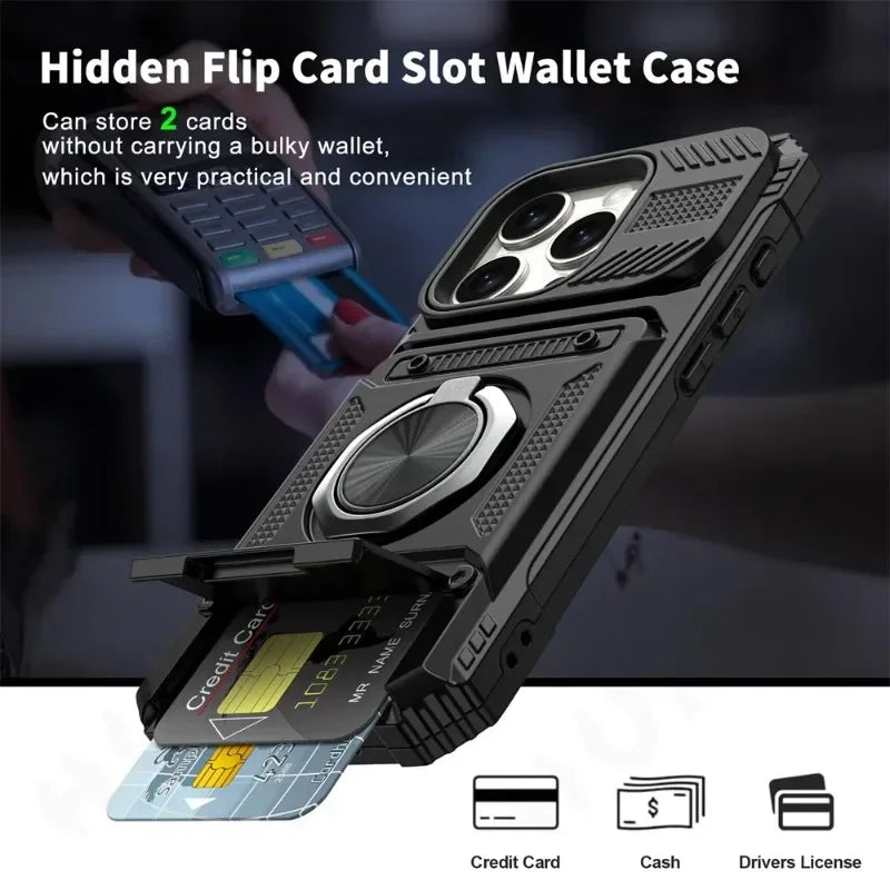 Magnetic ring kickstand iPhone case with shockproof grip and stand
