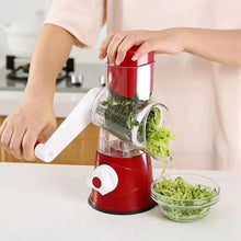 Manual vegetable cutter and shredder with hand crank for kitchen use