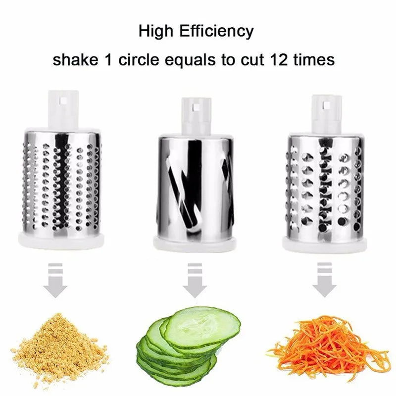 Manual vegetable cutter and shredder with hand crank for kitchen use