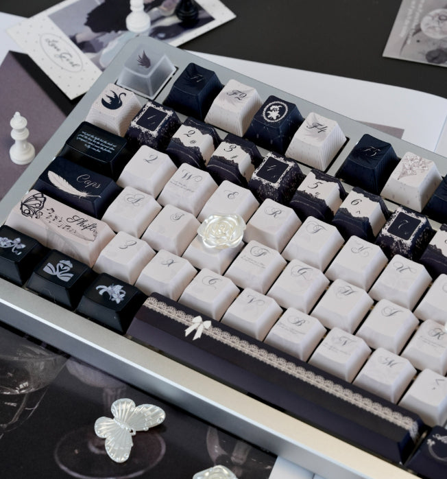 Gothic black white keycaps