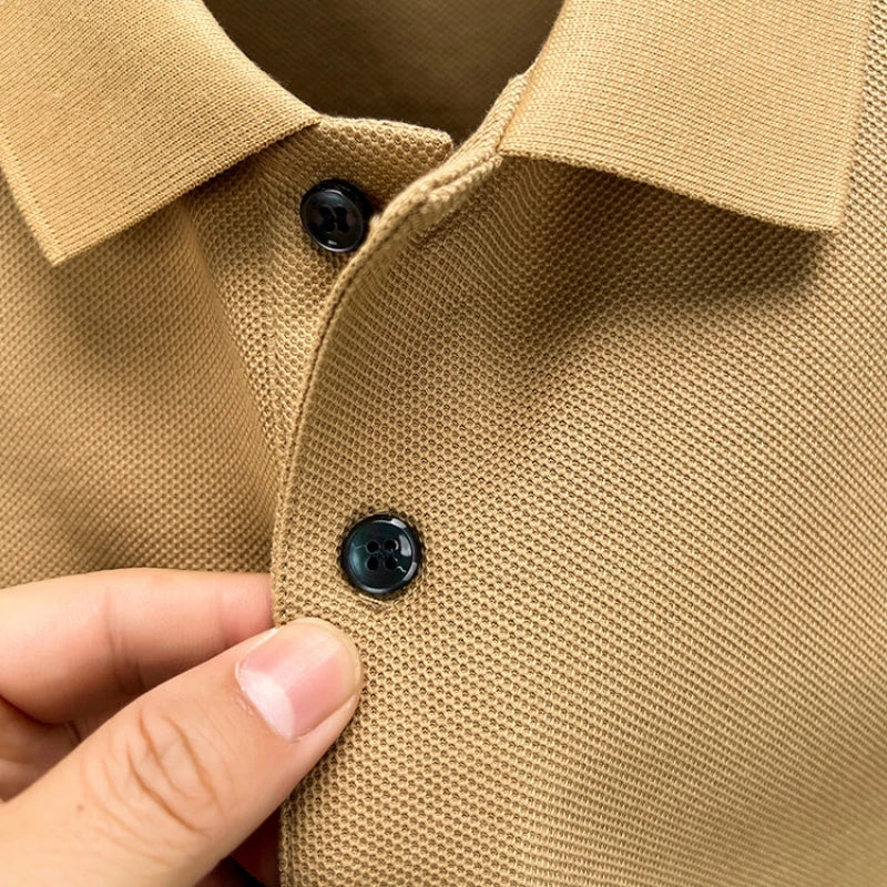 Men's Casual Polo Shirt Breathable Short Sleeve Lapel Tee for Summer