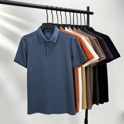 Men's Casual Polo Shirt Breathable Short Sleeve Lapel Tee for Summer