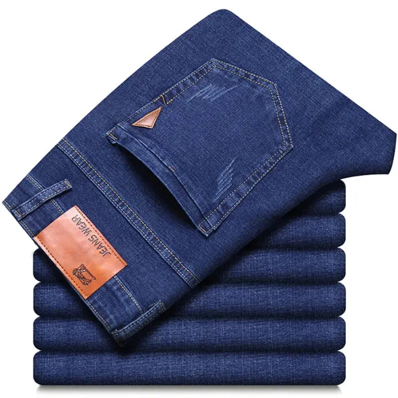 Men's Fashion Straight Jeans – Stretch Slim Fit Business Denim
