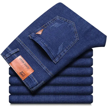 Men's Fashion Straight Jeans – Stretch Slim Fit Business Denim