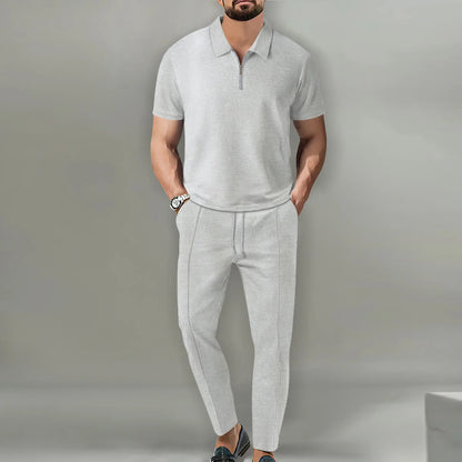 Men's Casual Polo Shirt and Breathable Pant Set for summer fashion comfort