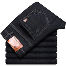Men's Fashion Straight Jeans Stretch Slim Fit Business Denim