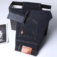 Men's Fashion Straight Jeans Stretch Slim Fit Business Denim