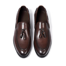 Men's genuine leather tassel loafers handmade for classic elegance