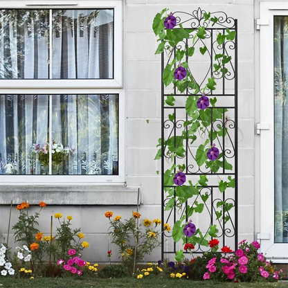 Metal garden trellis for climbing plants and decorative outdoor garden use