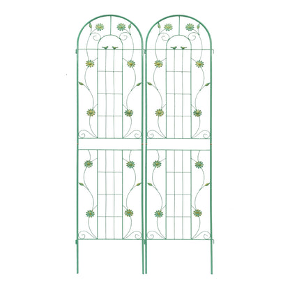 Metal garden trellis for climbing plants in outdoor garden setting