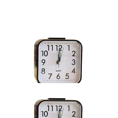 Mini Square Silent Alarm Clocks Non-ticking Analog Quartz Clock with LED - Battery Power