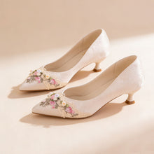 Mint Jacquard Kitten Heels