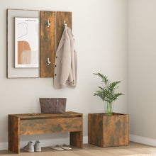 Modern hallway furniture smoked oak bench with storage and coat hooks