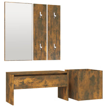 Modern hallway furniture smoked oak bench with storage and coat hooks