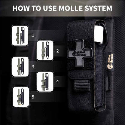 Molle-compatible tourniquet pouch holder with medical shears bag