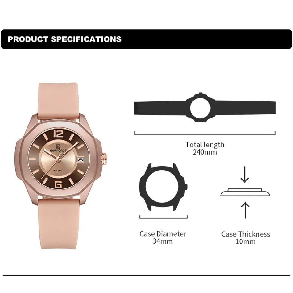 Naviforce women's quartz watch with stylish analog display and durable design