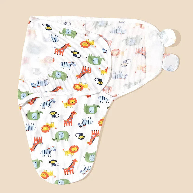 Newborn Cotton Baby Swaddle Wrap Adjustable Sleepsack Hat Set