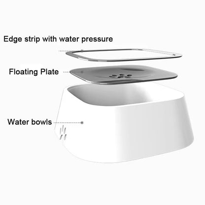 No spill pet water bowl for dogs and cats with anti-splash design