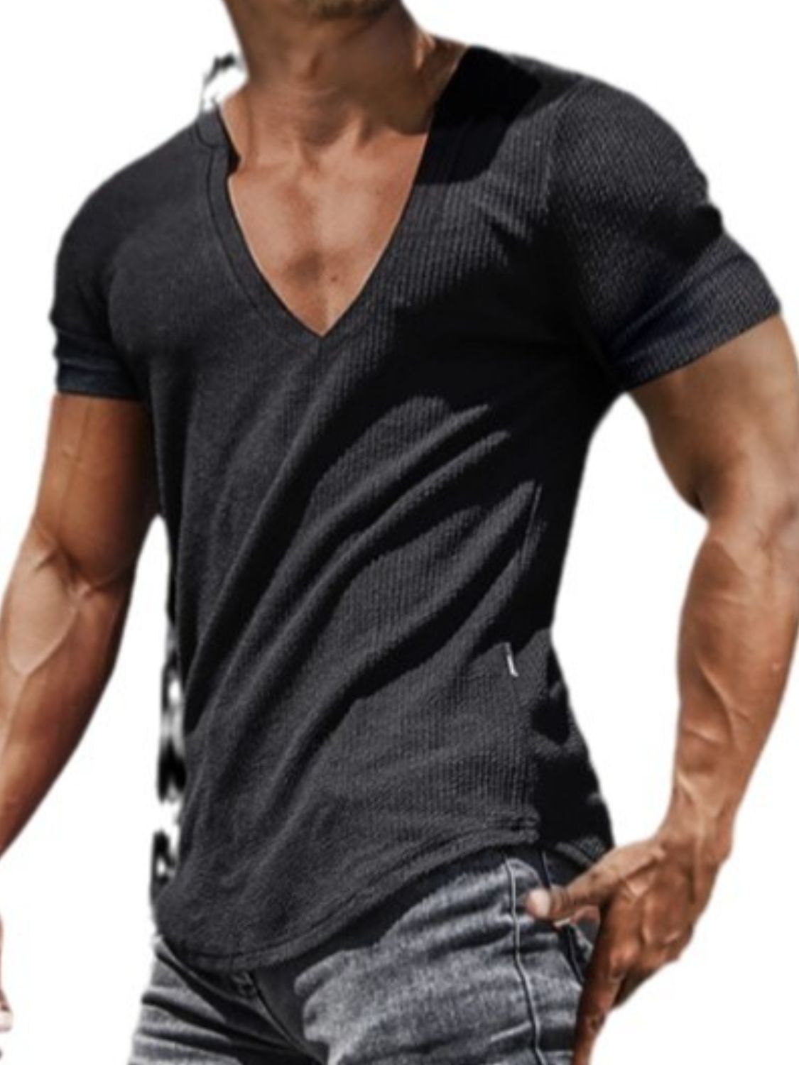 Notched Short Sleeve T-Shirt