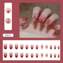 Gradient Color Nail Stickers - Light Changing Heart Peach Bow