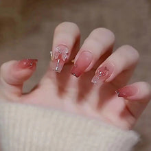 Gradient Color Nail Stickers - Light Changing Heart Peach Bow
