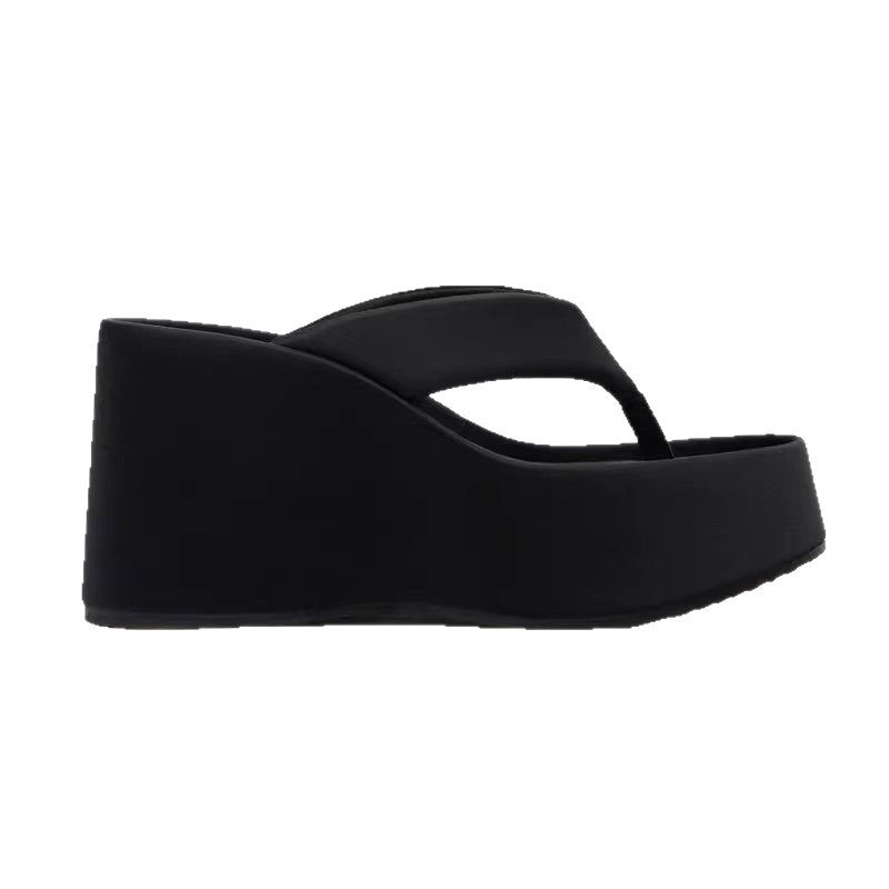 Black satin beach heels