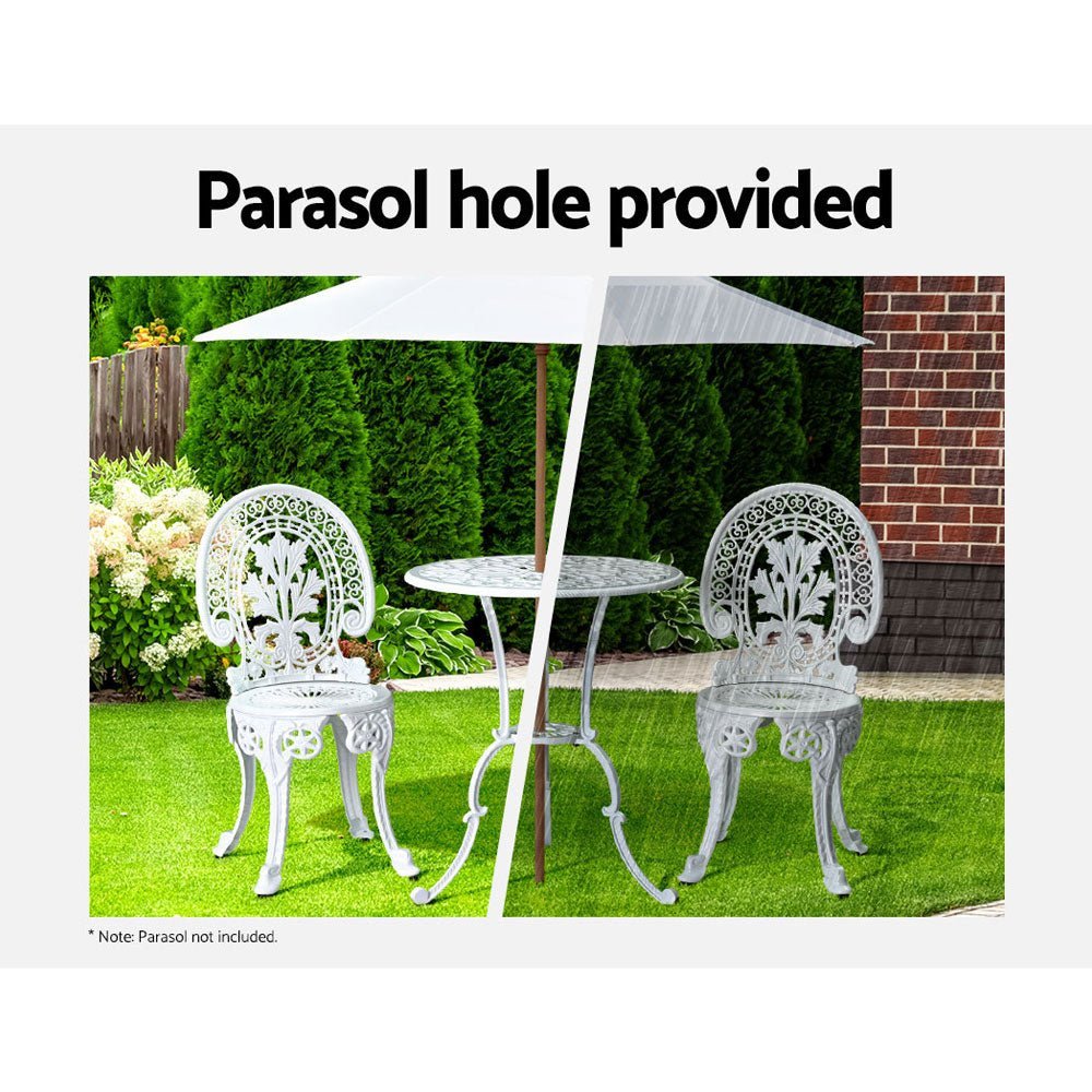 Outdoor Dining Setting for 2 | Bistro Set | Vintage Cast Aluminium | White