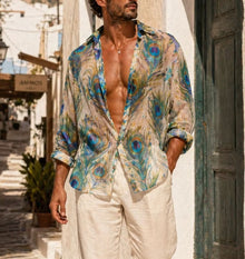 Oversized Print Beach Shirt
