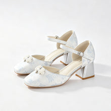 Light Blue Jacquard Platform Heels