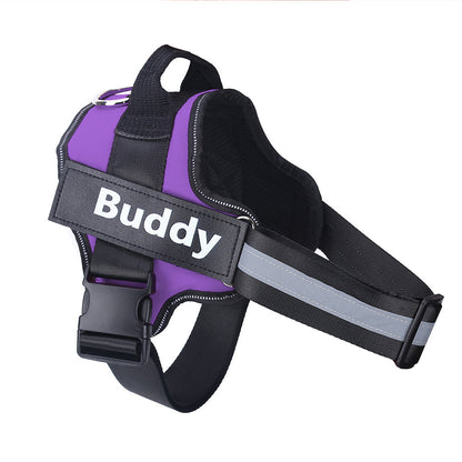 Personalized dog harness with adjustable straps and custom embroidery