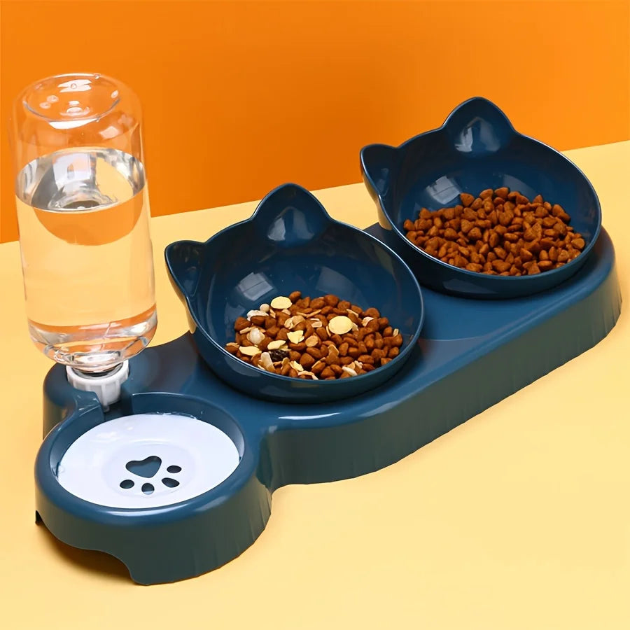 Pet bowls with water feeder including food bowl and automatic water bottle