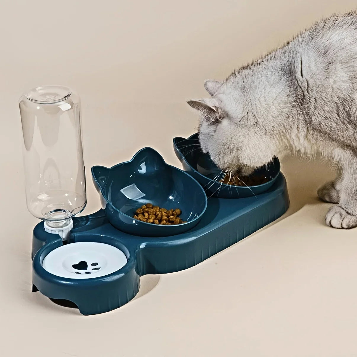 Pet bowls with water feeder including food bowl and automatic water bottle