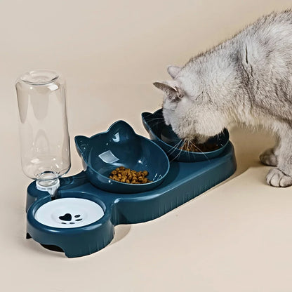Pet bowls with water feeder including food bowl and automatic water bottle