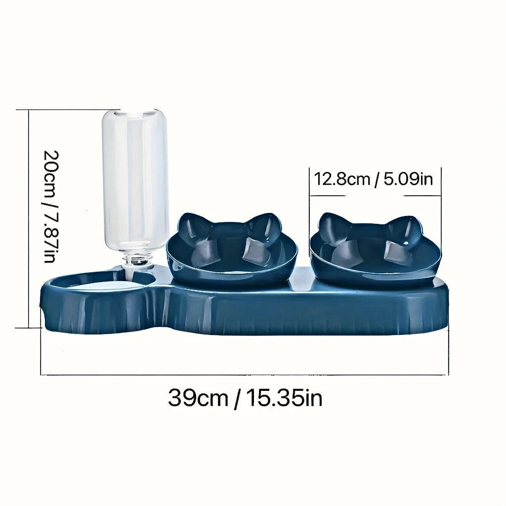 Pet bowls with water feeder including food bowl and automatic water bottle
