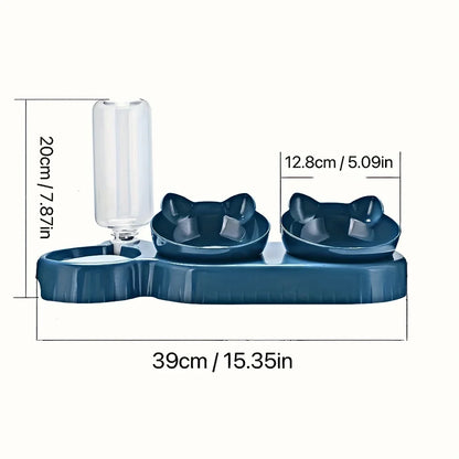 Pet bowls with water feeder including food bowl and automatic water bottle