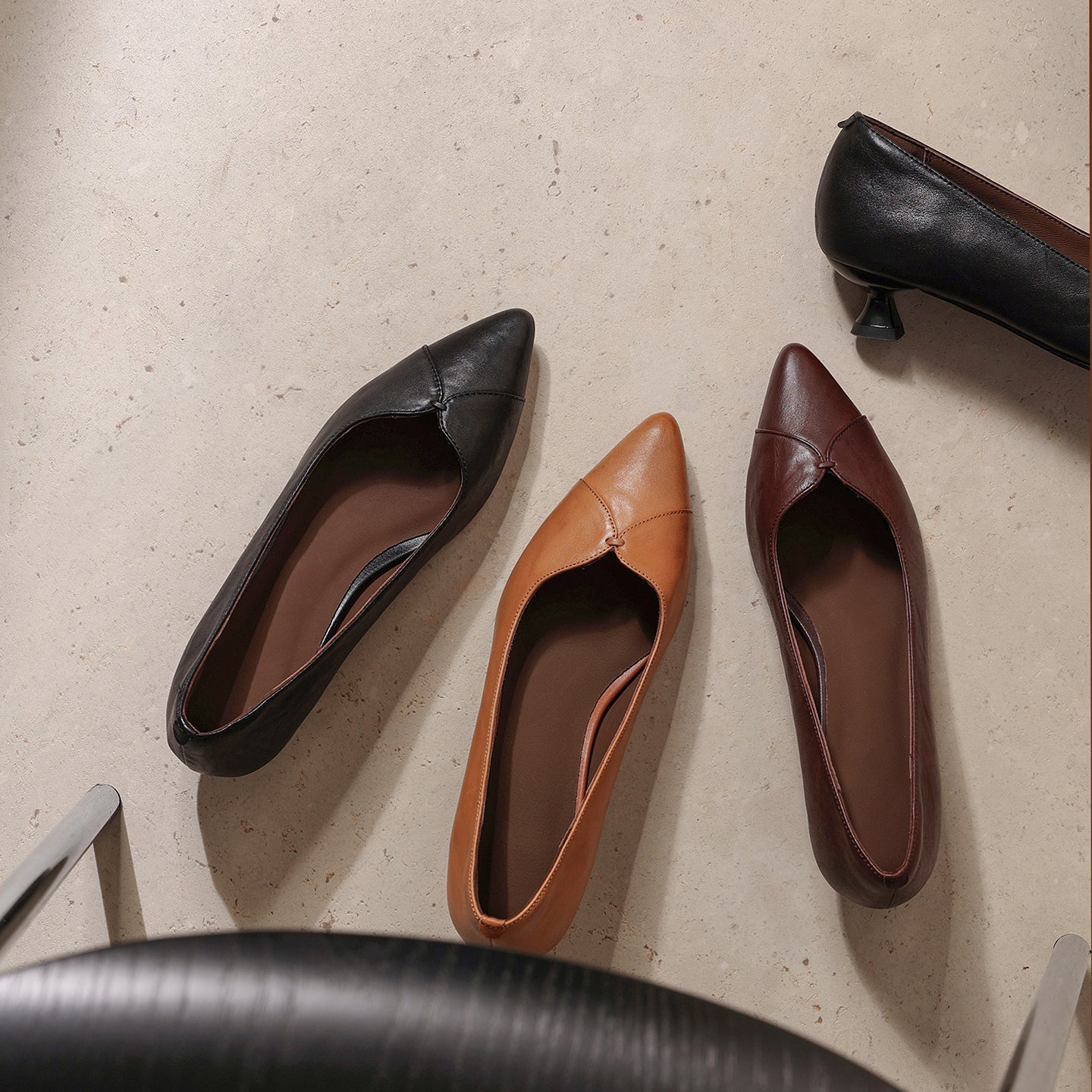 Leather Kitten Heel Dress Pumps