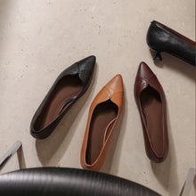 Leather Kitten Heel Dress Pumps