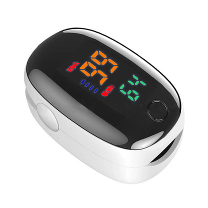 Compact pulse oximeter showing blood oxygen saturation reading