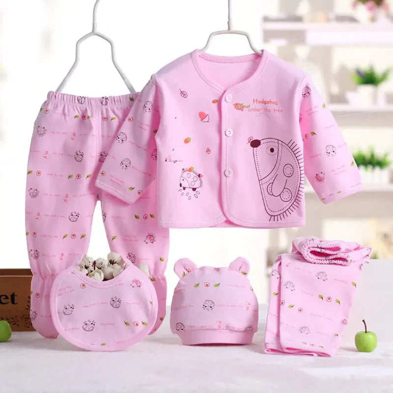 Pure Cotton Spring Newborn 5 Piece Loungewear Set