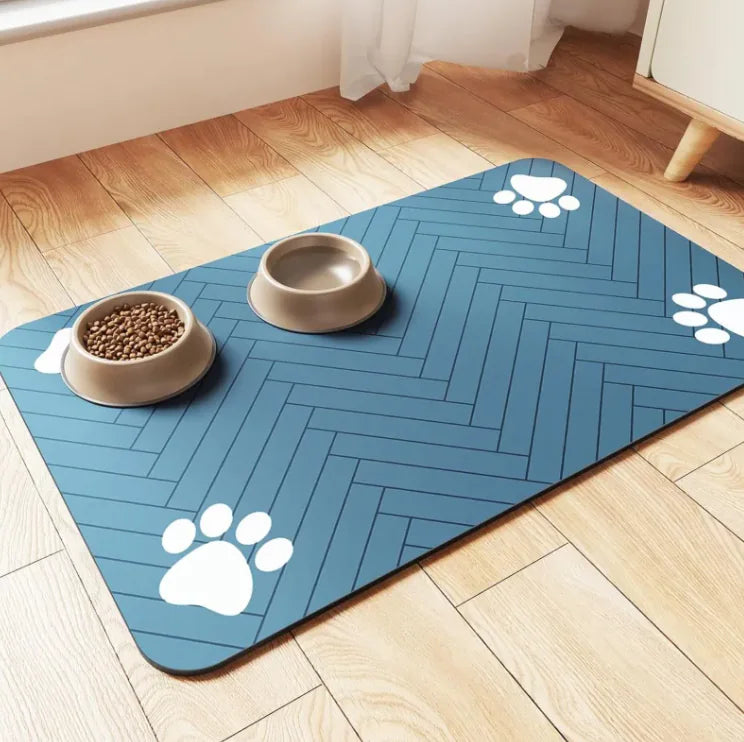 Quick dry pet feeding mat non-slip and water resistant for clean feeding