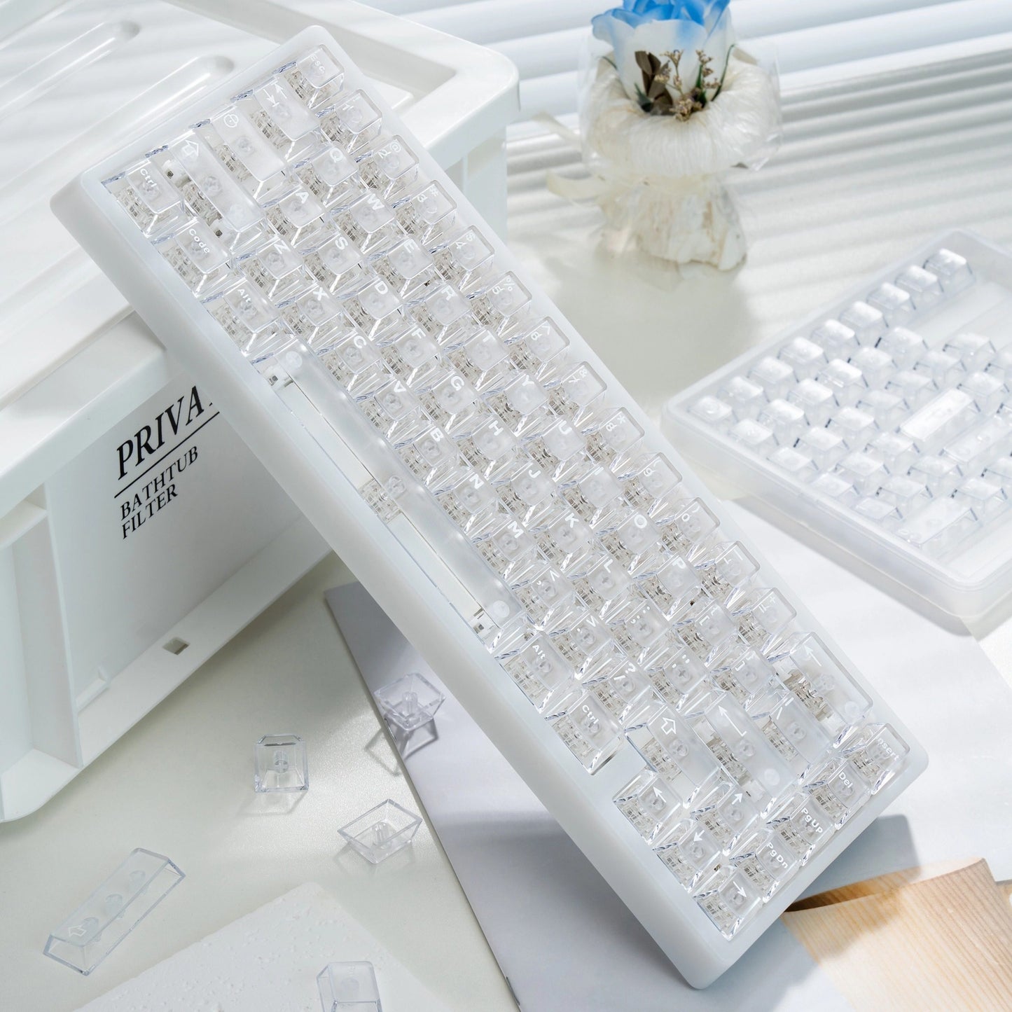 Frosted translucent white keycaps