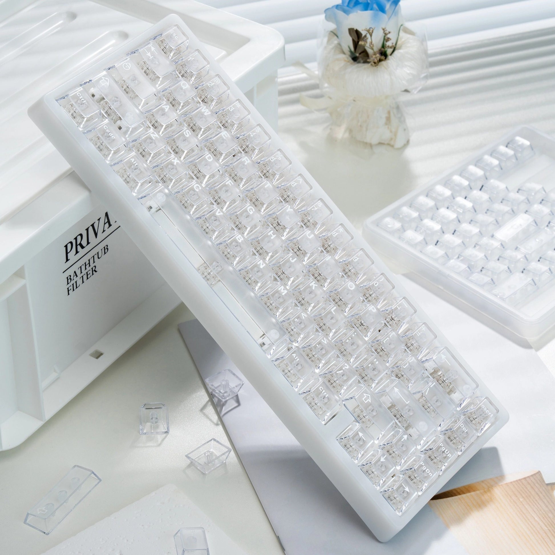 Frosted translucent white keycaps