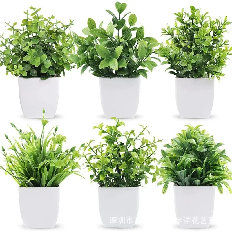 Realistic artificial eucalyptus bonsai tree in decorative pot for home or office decor
