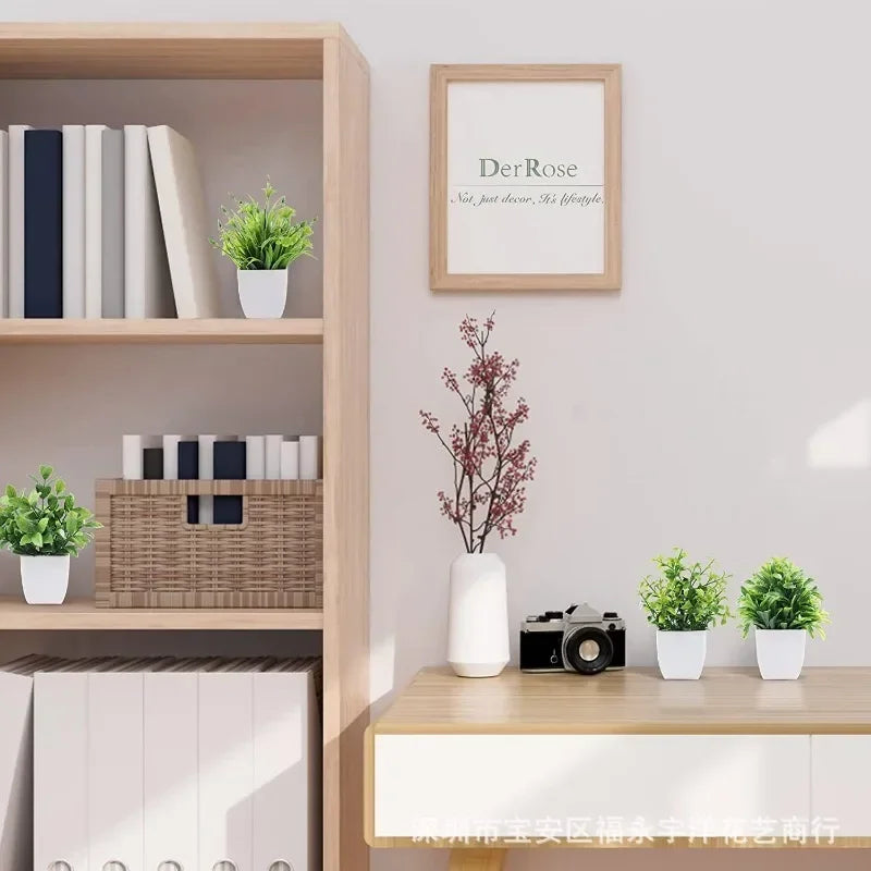 Realistic artificial eucalyptus bonsai tree in decorative pot for home or office decor