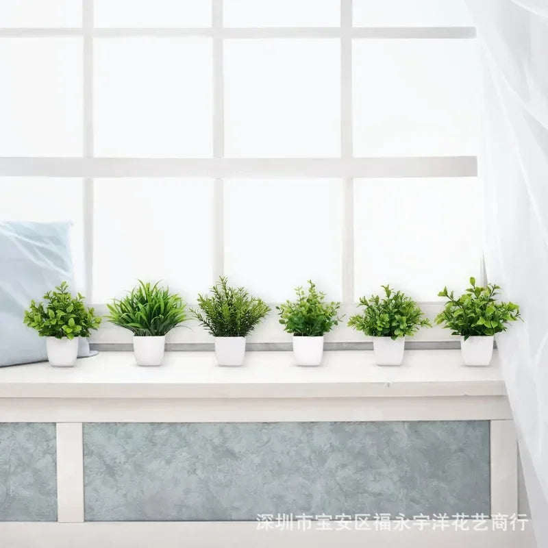 Realistic artificial eucalyptus bonsai tree in decorative pot for home or office decor