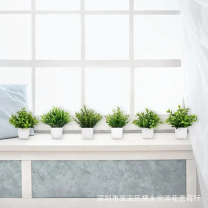 Realistic artificial eucalyptus bonsai tree in decorative pot for home or office decor