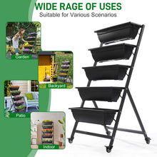 Rolling plant stand with 5 tiers for indoor and outdoor use with wheels