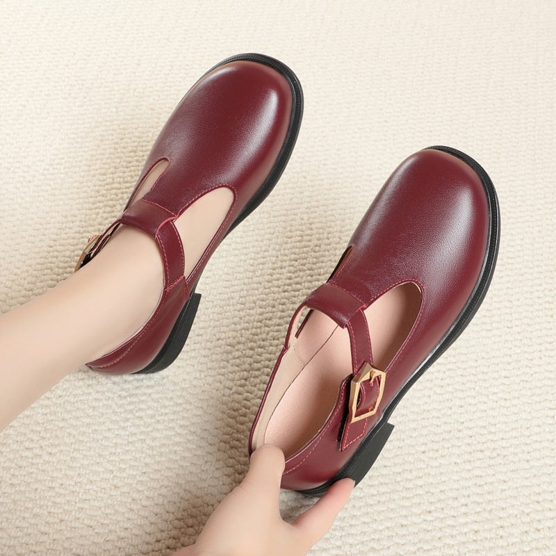 Round Toe Chunky Heel Shoes